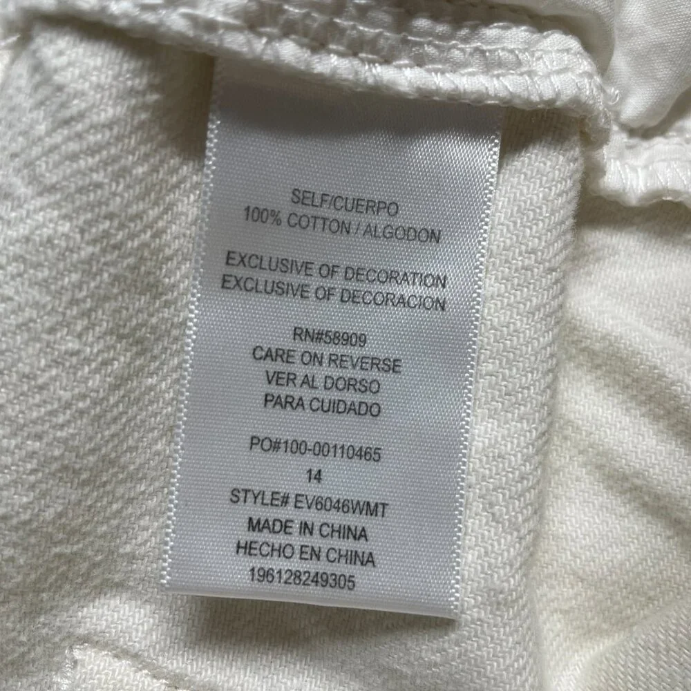 Every Womens Ivory High Rise Frayed Hem Drawstring Waist Wide Leg Pants Size 14
